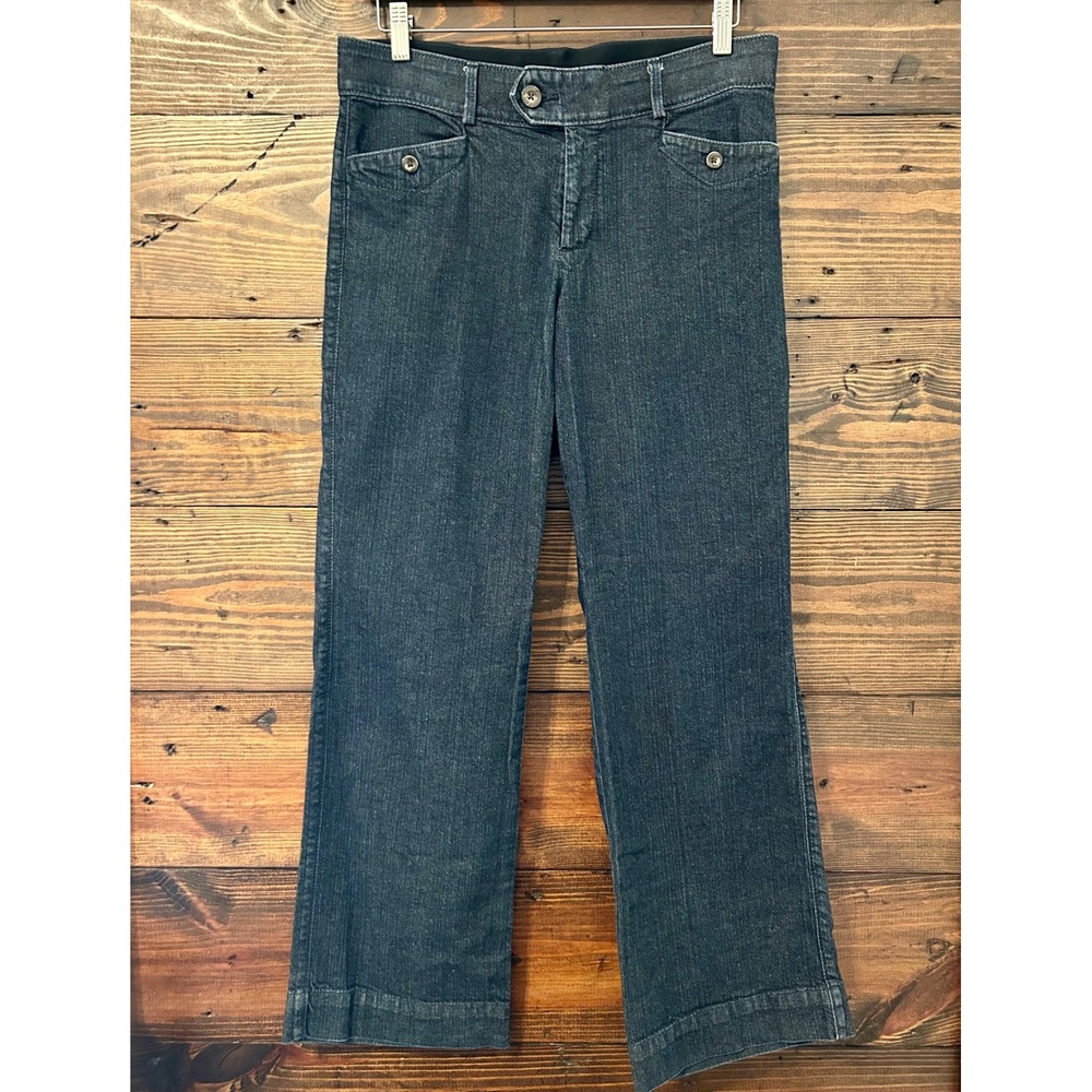 Dockers Denim Trousers Jeans Women 12S Dark Wash Straight Leg Stretch Cotton